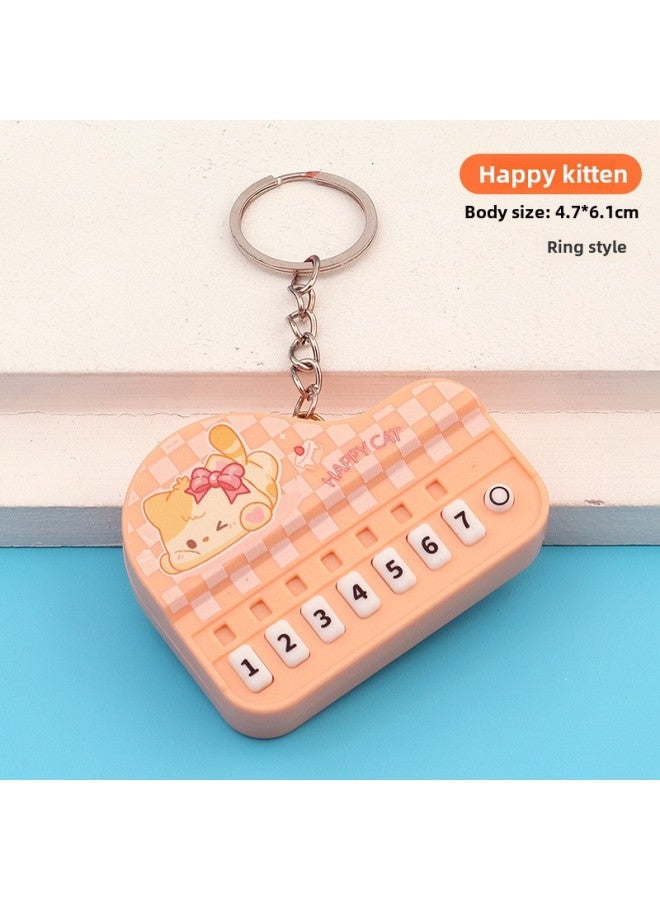 Creative Mini Piano Keychain Light-emitting Handheld Music Electronic Organ Toy Bag Pendant Ornaments Grab Machine Gift-Color:Cute Orange Cat Piano-round Ring  - Image 1