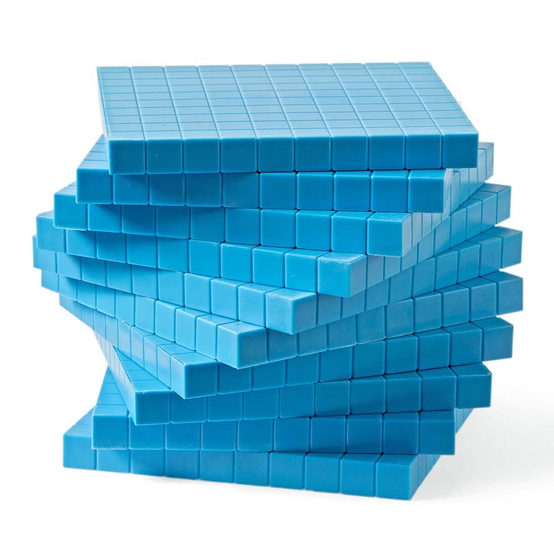 hand2mind hand2mind Blue Plastic Base Ten Blocks Flats Set Place Value Blocks Counting Cubes for Kids Math Base Ten Blocks Classroom Set Math Blocks Kindergarten Base 10 Math Manipulatives Set of 10 - Image 2
