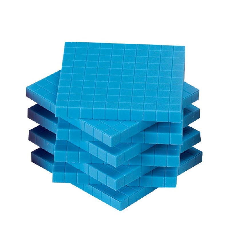 hand2mind hand2mind Blue Plastic Base Ten Blocks Flats Set Place Value Blocks Counting Cubes for Kids Math Base Ten Blocks Classroom Set Math Blocks Kindergarten Base 10 Math Manipulatives Set of 10 - Image 1