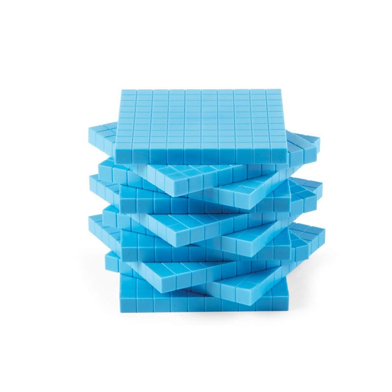 hand2mind hand2mind Blue Plastic Base Ten Blocks Flats Set Place Value Blocks Counting Cubes for Kids Math Base Ten Blocks Classroom Set Math Blocks Kindergarten Base 10 Math Manipulatives Set of 10 - Image 5