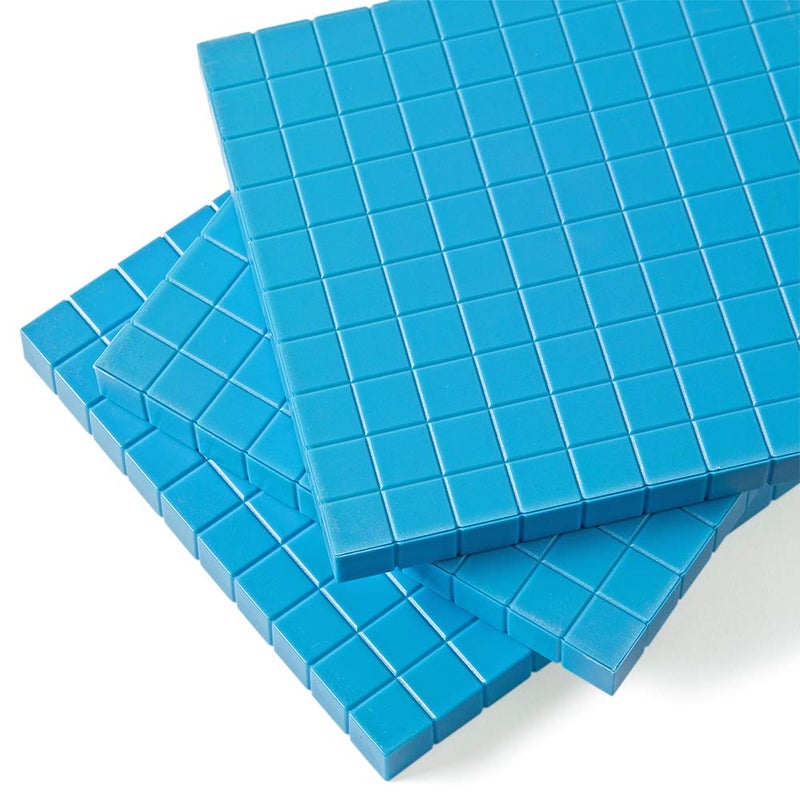 hand2mind hand2mind Blue Plastic Base Ten Blocks Flats Set Place Value Blocks Counting Cubes for Kids Math Base Ten Blocks Classroom Set Math Blocks Kindergarten Base 10 Math Manipulatives Set of 10 - Image 4