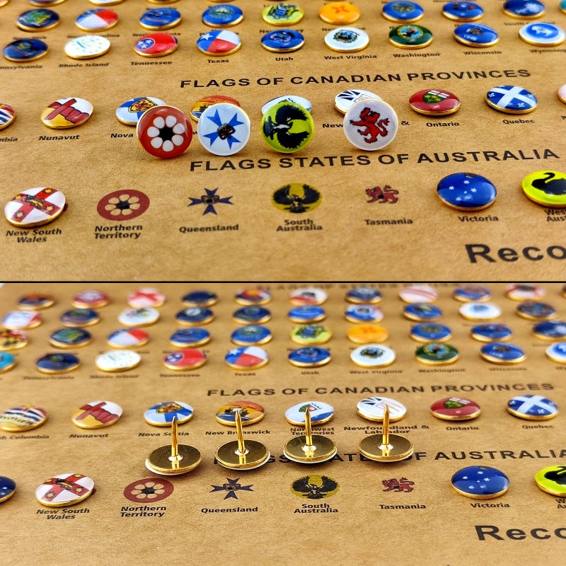 Flylin Map Pins, 291Pcs Flags Pins of The World Map Pin Board, Decorative Push Pins for Cork Board, Travel Map - Image 2