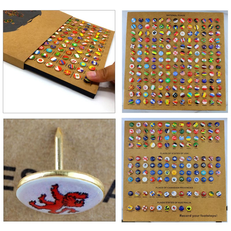 Flylin Map Pins, 291Pcs Flags Pins of The World Map Pin Board, Decorative Push Pins for Cork Board, Travel Map - Image 3