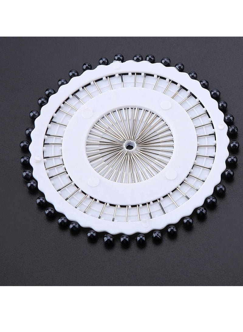 Accessorize Kingdom Round Head Black Pearl Pins Set | 90 Pins (Pack of 6) | Sewing, Quilting, Embroidery, Tailoring & DIY Craft Brooch Pins for Fabric Decoration - Image 2
