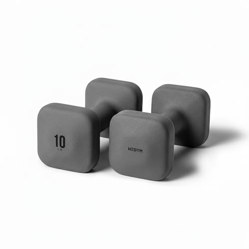 WeGym SafeGrip Square Dumbbells with Anti Slip Handles, Aesthetic Free Weights for Home Workouts, Stable Design Prevents Rolling during Floor Exercises (10LB, Pair Slate) - Image 1