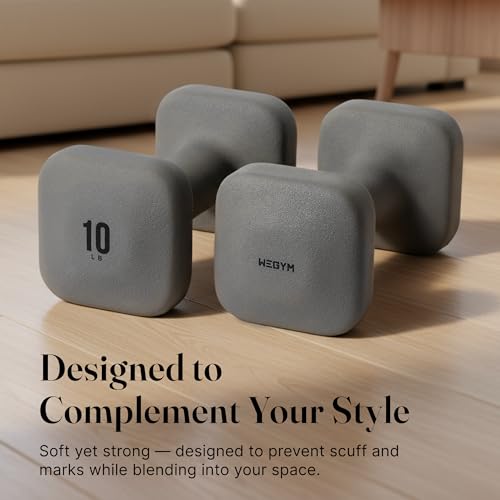 WeGym SafeGrip Square Dumbbells with Anti Slip Handles, Aesthetic Free Weights for Home Workouts, Stable Design Prevents Rolling during Floor Exercises (10LB, Pair Slate) - Image 4