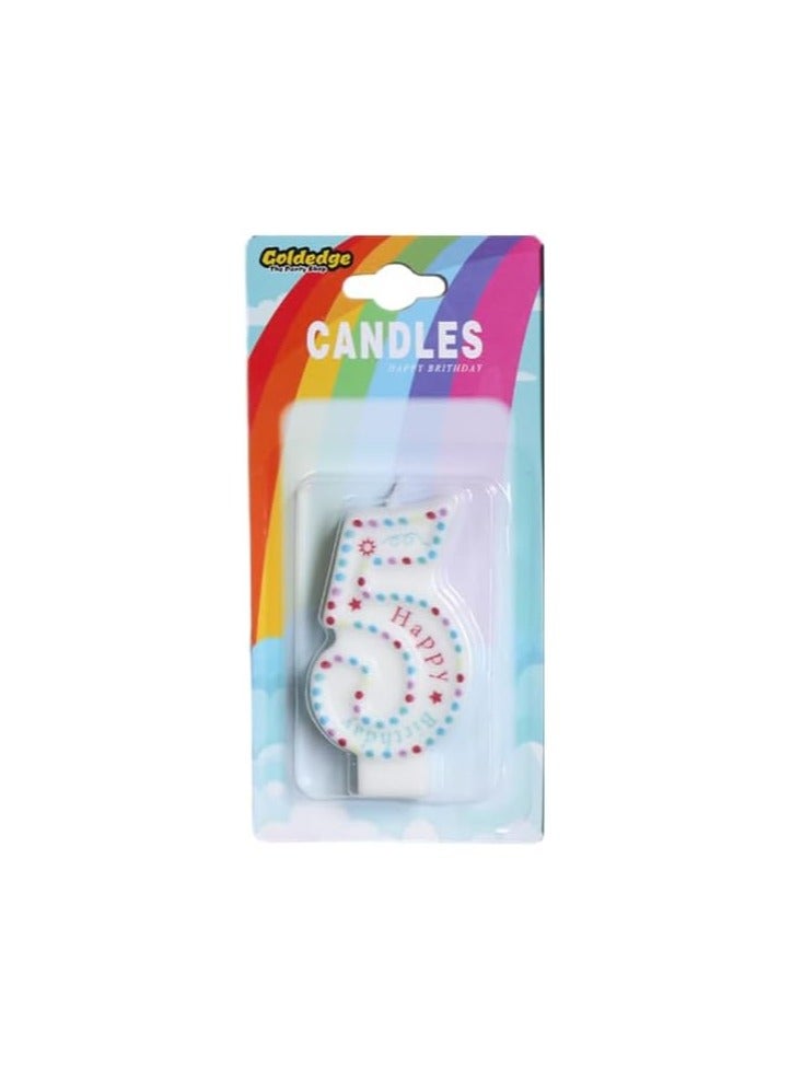 Goldedge Number 5  Happy Birthday Numerical Cake Topper Decoration Party Wedding Anniversary Candle (WHITE) - Image 1