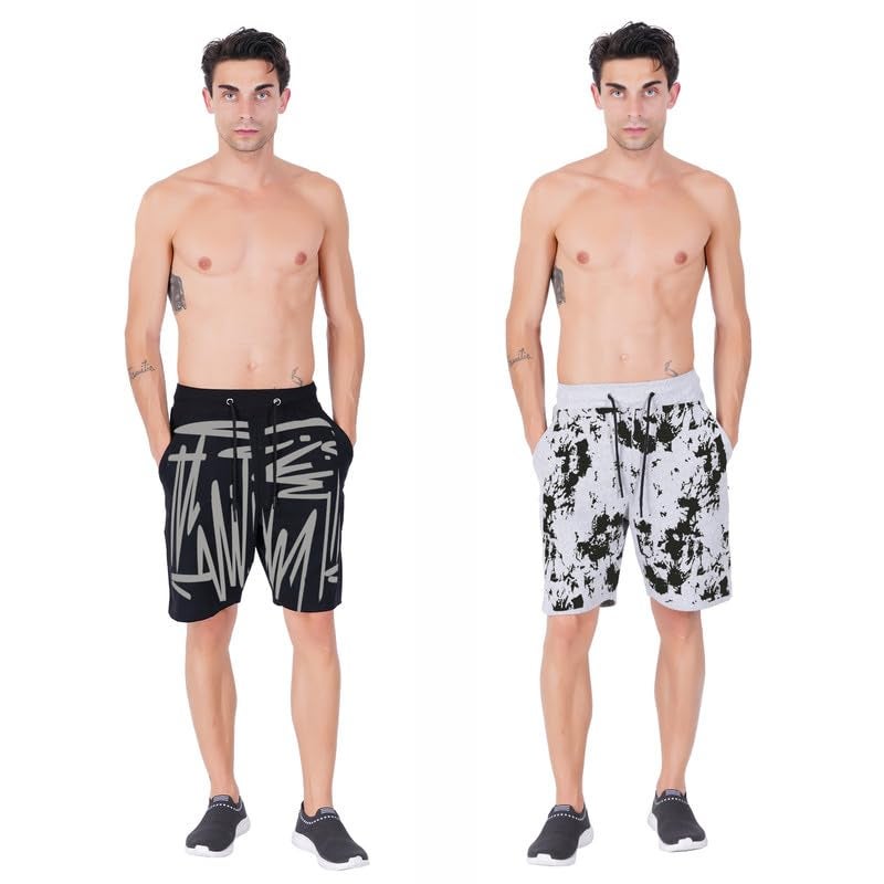 hotfits Men’s Printed Cotton Shorts – Pack of 2 | Comfortable Casual Shorts for Gym, Workout, Running & Lounge | Elastic Waist, Deep Pockets, Breathable Summer Wear - Image 5