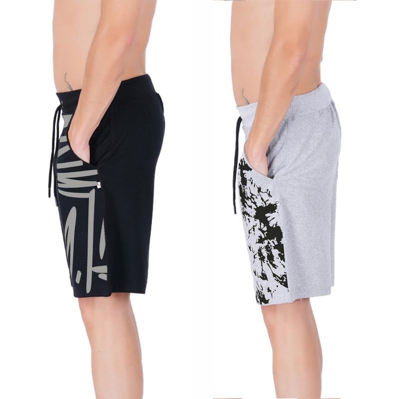 hotfits Men’s Printed Cotton Shorts – Pack of 2 | Comfortable Casual Shorts for Gym, Workout, Running & Lounge | Elastic Waist, Deep Pockets, Breathable Summer Wear - Image 3