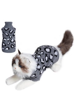 RATSAW Cat Sweater Leopard Knitted Clothes for Cat Winter Warm Sleeveless Sweater for Small Dogs or Cat Gray Small  - Image 1