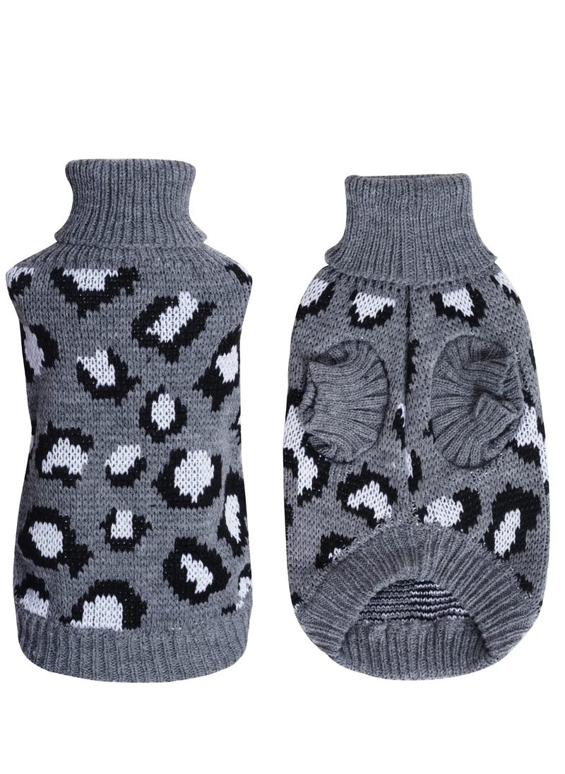 RATSAW Cat Sweater Leopard Knitted Clothes for Cat Winter Warm Sleeveless Sweater for Small Dogs or Cat Gray Small  - Image 2