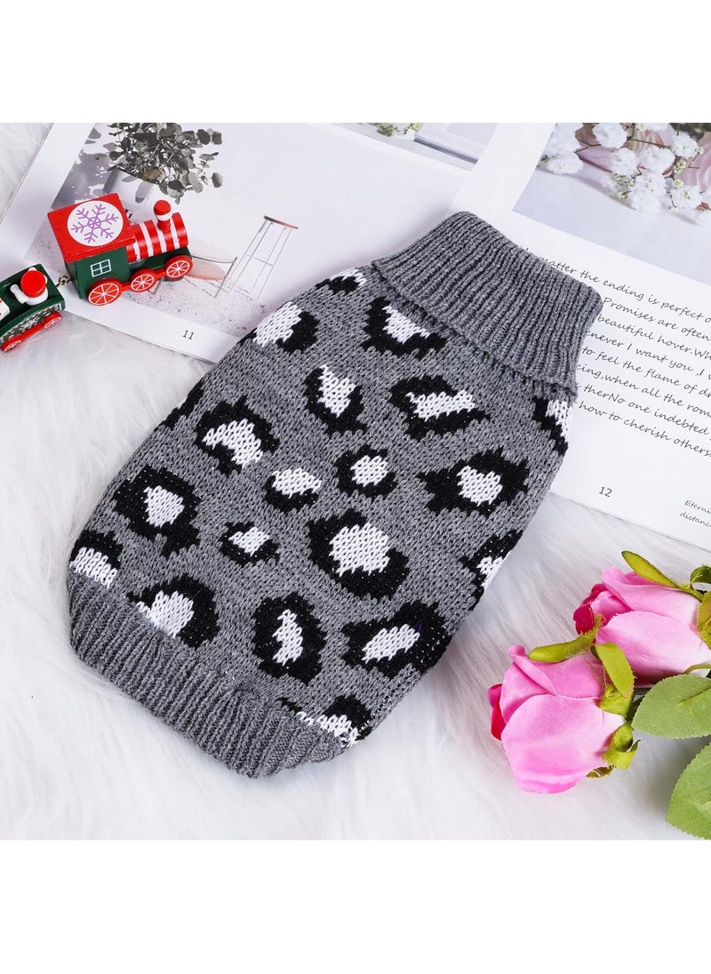 RATSAW Cat Sweater Leopard Knitted Clothes for Cat Winter Warm Sleeveless Sweater for Small Dogs or Cat Gray Small  - Image 5