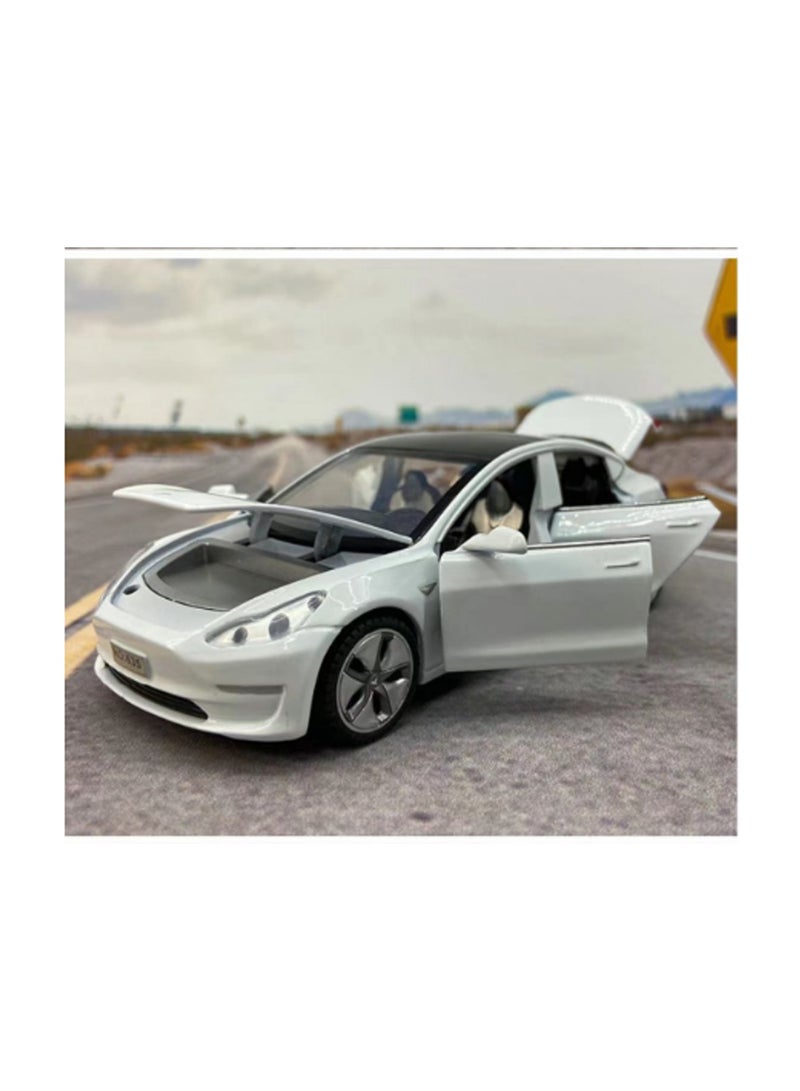 1:32 Tesla Model 3 White Alloy Car Model Children Boys Birthday Gift - Image 2