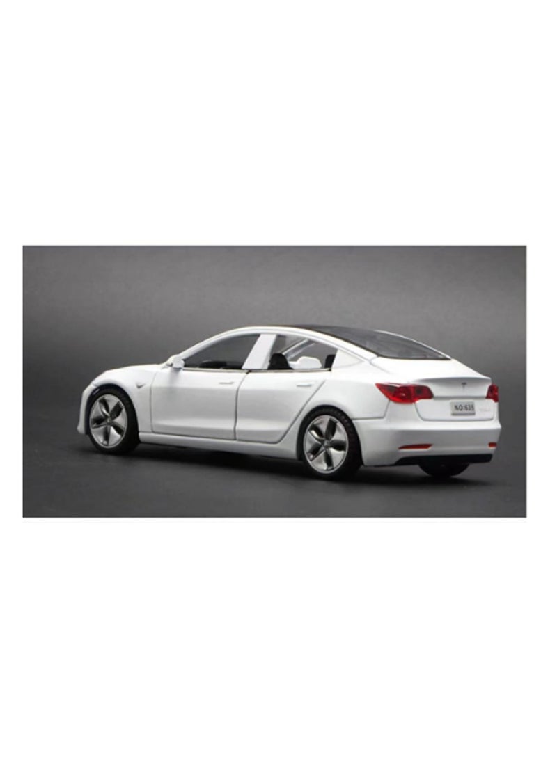 1:32 Tesla Model 3 White Alloy Car Model Children Boys Birthday Gift - Image 3