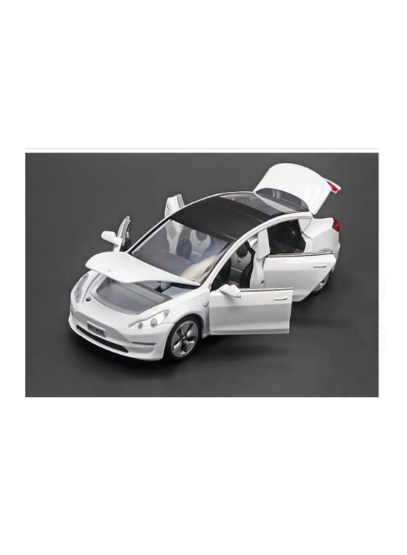 1:32 Tesla Model 3 White Alloy Car Model Children Boys Birthday Gift - Image 4