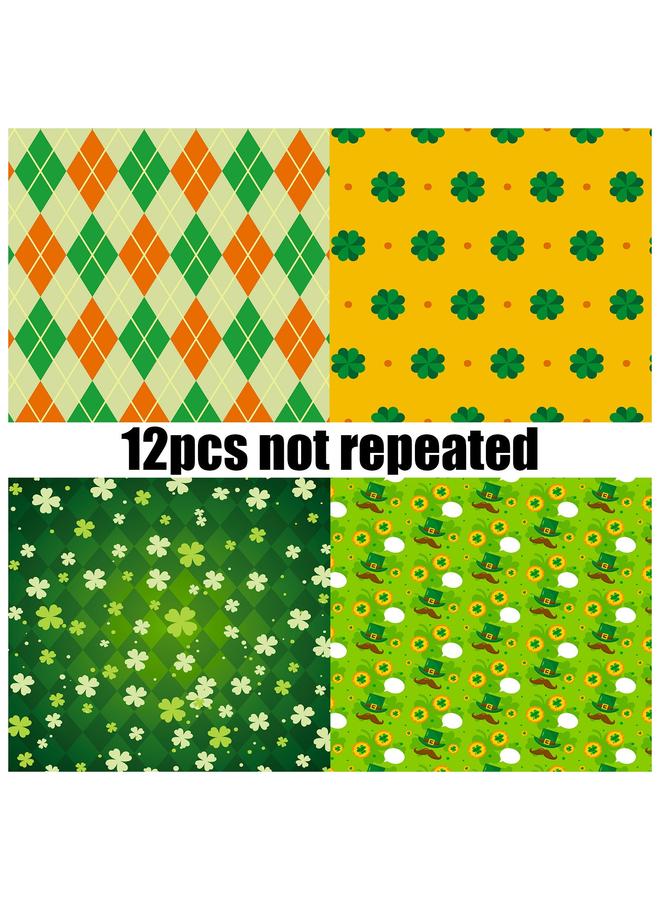 Bluejw 12 Sheets/pack Of Small Flowers St. Patrick's Holiday Material Paper Hand Account Clip Packaging Diy Material Paper - Image 4