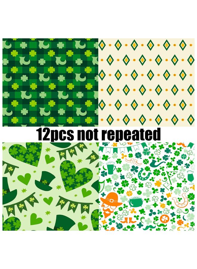 Bluejw 12 Sheets/pack Of Small Flowers St. Patrick's Holiday Material Paper Hand Account Clip Packaging Diy Material Paper - Image 5