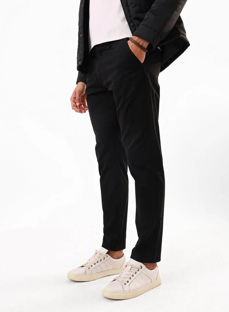 Dennis Lingo  Men's Black 100% Cotton Full Chinos Slim Fit Trouser for Men | Best Price UAE