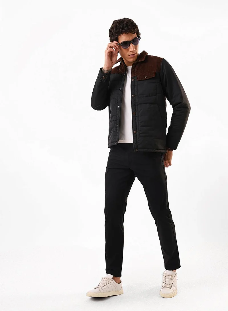Men's Black 100% Cotton Full Chinos Slim Fit Trouser