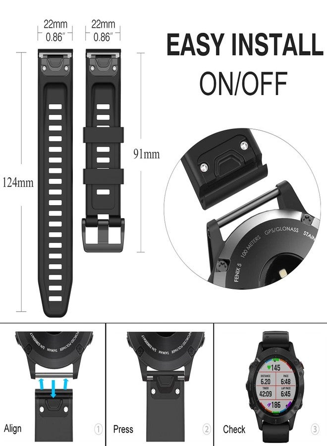 QGHXO سوار بديل لساعات Garmin Approach S60/S62/S70 مقاس 47 مم، وسوار Quickfit مقاس 22 مم بديل لساعات Garmin Forerunner 935/945/955/965/745/Quatix 7/6/5 (بدون جهاز تتبع) - Image 5