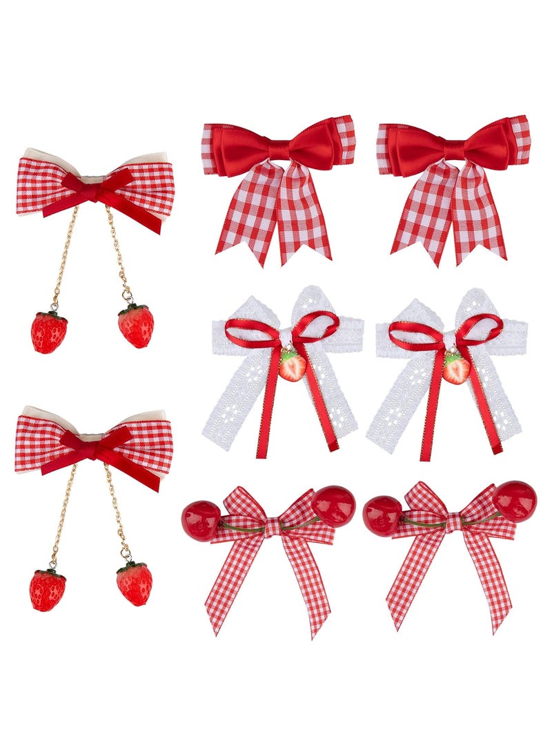 Framendino Framendino 8 Pack Cherry Strawberry Bow Hair Clips Cute Alligator Red Barrettes for Girls Women Accessories 