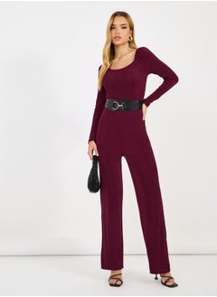 Solid Straight Leg Wide Neckline Stretchy Jumpsuit - pzsku/Z17C0A6988E1F44D4AAD3Z/45/1741263366/3cae4d12-093a-4608-bfe5-5ef919add8c4