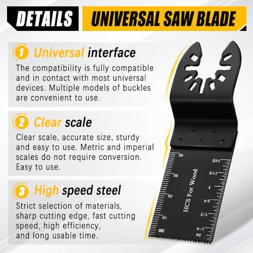Vicsamer 6PCS Oscillating Tool Blades, Universal Wood Oscillating Multitool, Professional Oscillating Saw Blades, Quick Release Saw Blades for Dewalt, Milwaukee, Makita, Rockwell, Black&Decker, Craftsman - Image 3