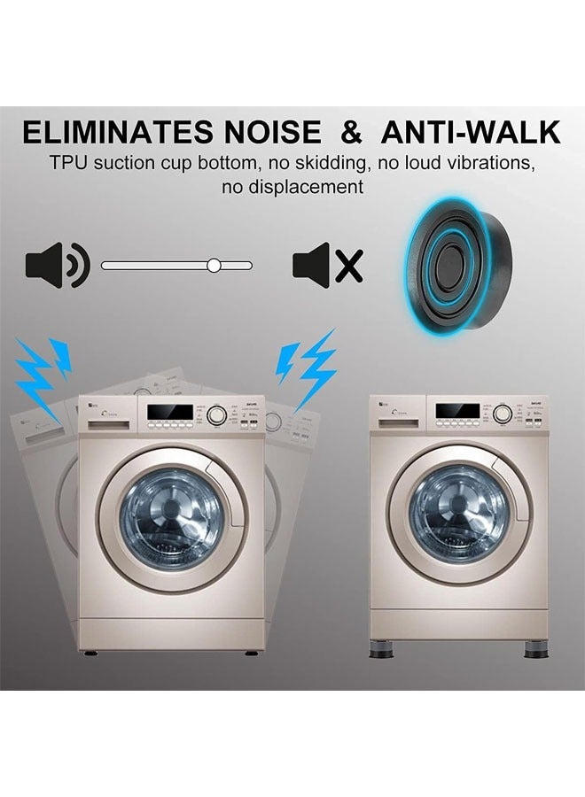 هاي هونور 4 قطع وسادات مضادة للاهتزاز، قاعدة قاعدة الغسالة، وسادات مضادة للانزلاق لتعزيز امتصاص الصدمات وتقليل الضوضاء مع أكواب شفط لقاعدة حماية حامل الغسالة والمجفف - Image 2