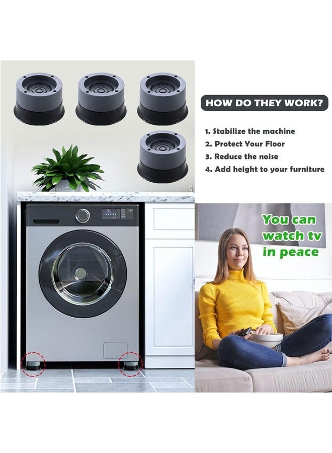 هاي هونور 4 قطع وسادات مضادة للاهتزاز، قاعدة قاعدة الغسالة، وسادات مضادة للانزلاق لتعزيز امتصاص الصدمات وتقليل الضوضاء مع أكواب شفط لقاعدة حماية حامل الغسالة والمجفف - Image 3