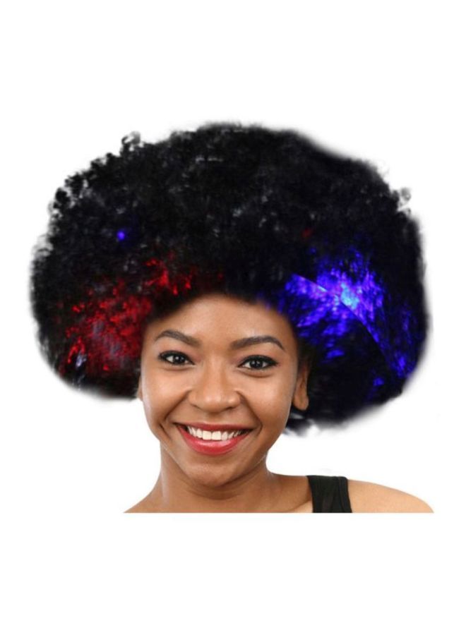 NIBEMINENT Party Disco LED Flash Afro Masquerade Clown Hair Wig Black/Blue/Red 25x16x5cm - Image 2