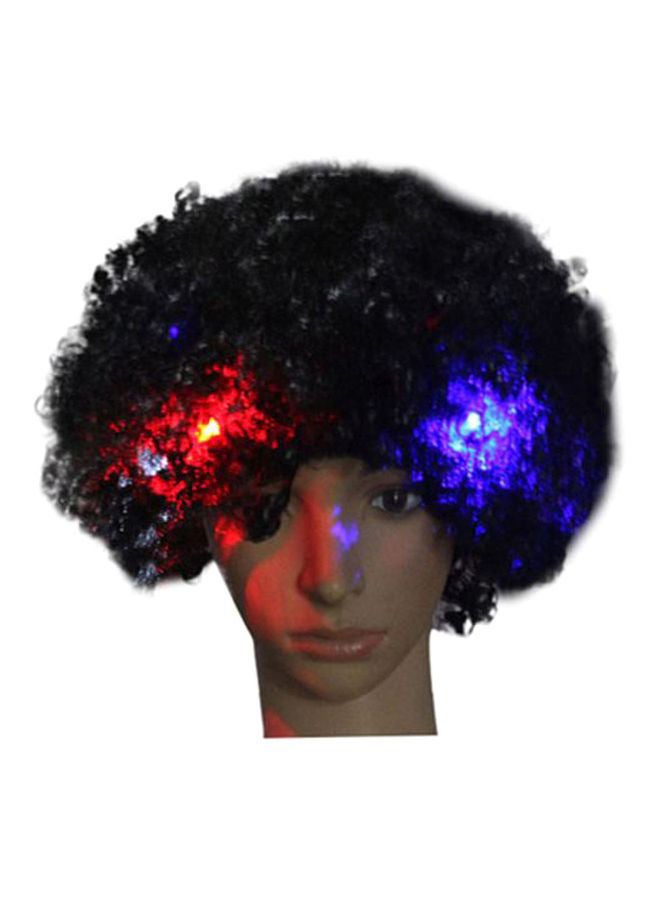 NIBEMINENT Party Disco LED Flash Afro Masquerade Clown Hair Wig Black/Blue/Red 25x16x5cm - Image 1