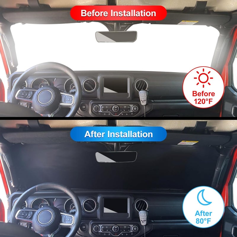 CHIYLE Car Windshield Sunshade Sun Shade, 2025 Upgraded Design New 300T Technology for Maximum Coverage Foldable Sun shied Fit for Grand Cherokee Grand Wagoneer Compass (62.2" x 31.5", J-Large) - Image 3