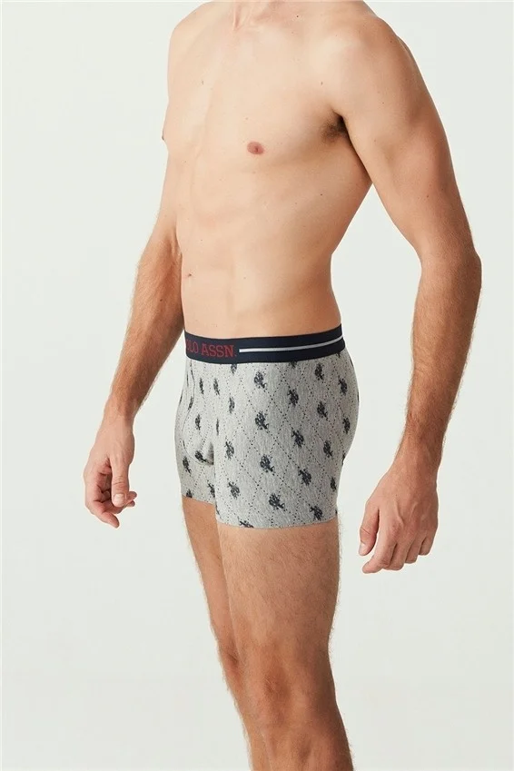 U.S. Polo Assn. Men's Claret Red - Navy Blue - Gray Melange 3-Pack Boxer