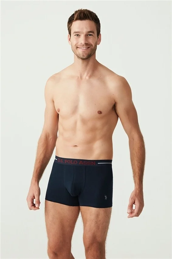 U.S. Polo Assn. Men's Claret Red - Navy Blue - Gray Melange 3-Pack Boxer