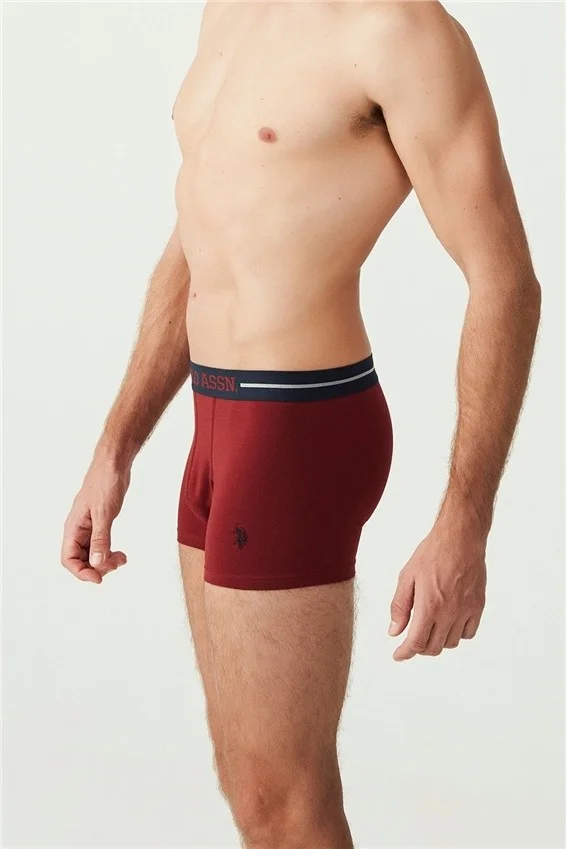 U.S. Polo Assn. Men's Claret Red - Navy Blue - Gray Melange 3-Pack Boxer