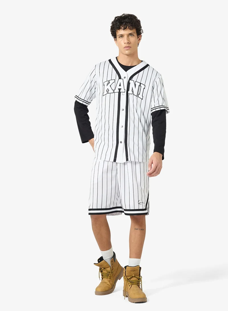 Karl Kani  KK Serif Pinstripe Baseball Shirt for Men | Best Price UAE