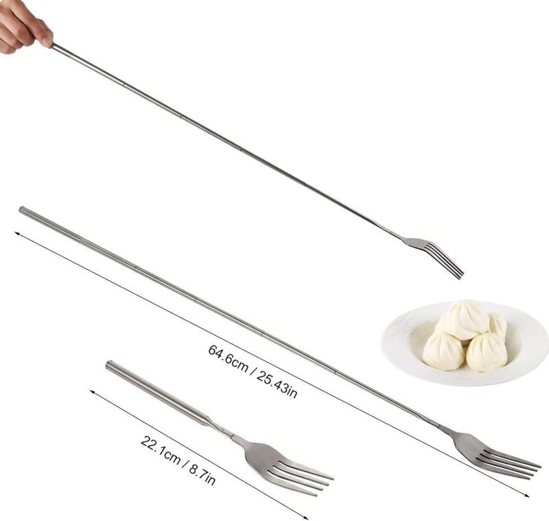 Cuifati Adjustable Telescopic Fork Extendable Fork Long Fork Toasting Fork Extra Long Fork Extended Fork Stainless Steel, For Eating, Barbecue, Dinner, Dessert, Sausage, Vegetable (Telescopic, PCS, 1) - Image 2