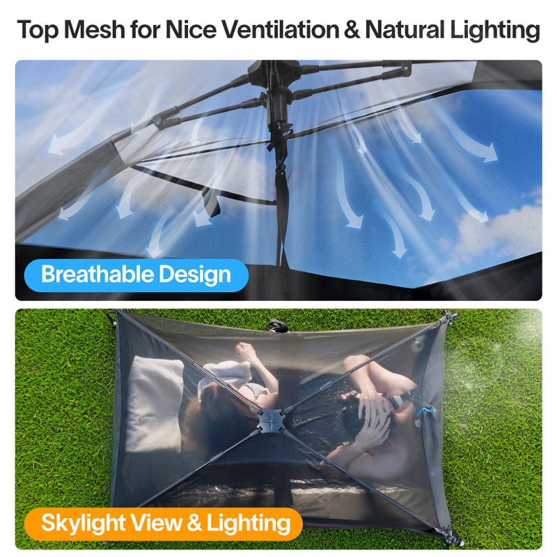 EighteenTekÂ® Upgraded Shower Tents with Hub, Camping Privacy Tent, 2-Room Privacy Shelter with Floor & Dual Doors, Portable Camping Toilet & Changing Tent, 83" x 47" x 77.6"H - Image 3