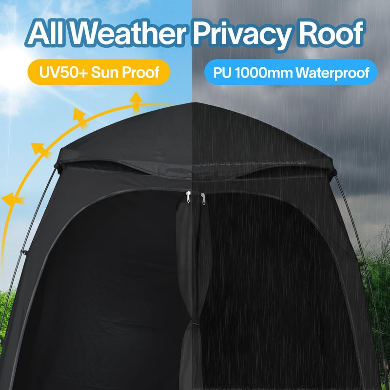 EighteenTekÂ® Upgraded Shower Tents with Hub, Camping Privacy Tent, 2-Room Privacy Shelter with Floor & Dual Doors, Portable Camping Toilet & Changing Tent, 83" x 47" x 77.6"H - Image 4