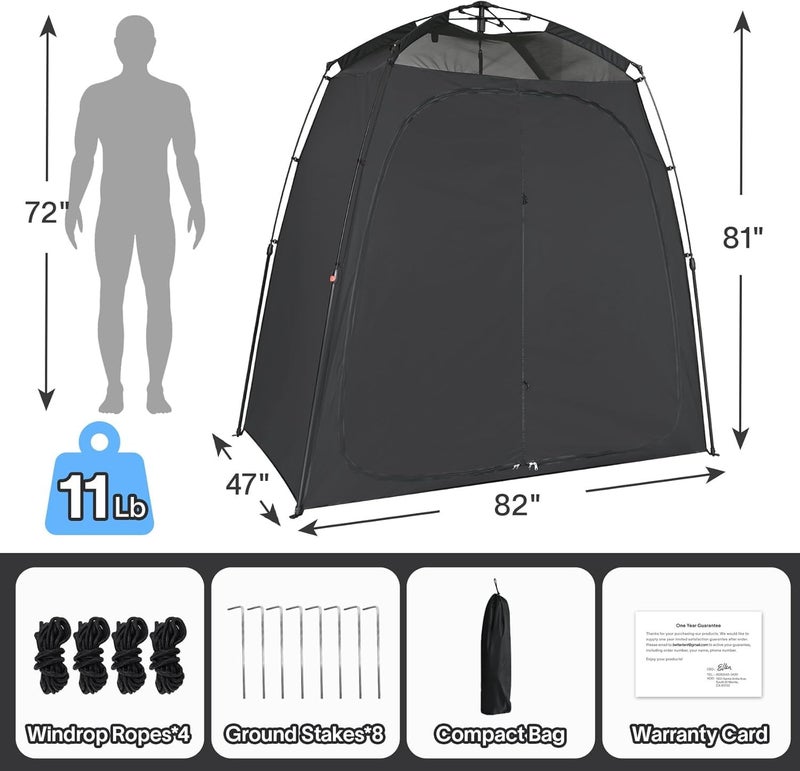 EighteenTekÂ® Upgraded Shower Tents with Hub, Camping Privacy Tent, 2-Room Privacy Shelter with Floor & Dual Doors, Portable Camping Toilet & Changing Tent, 83" x 47" x 77.6"H - Image 5