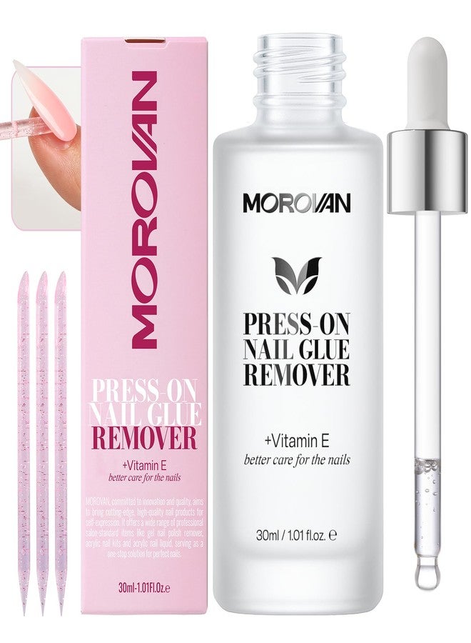 Morovan Press On Nail Glue Remover: Quick Gentle Press-On Nail Remover Odorless No Acetone Removal Artificial Fake False Nails - Enriched with Cuticle Oil and Vitamin E DIY at home - Image 1