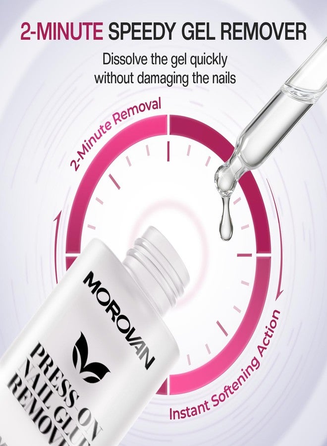 Morovan Press On Nail Glue Remover: Quick Gentle Press-On Nail Remover Odorless No Acetone Removal Artificial Fake False Nails - Enriched with Cuticle Oil and Vitamin E DIY at home - Image 5