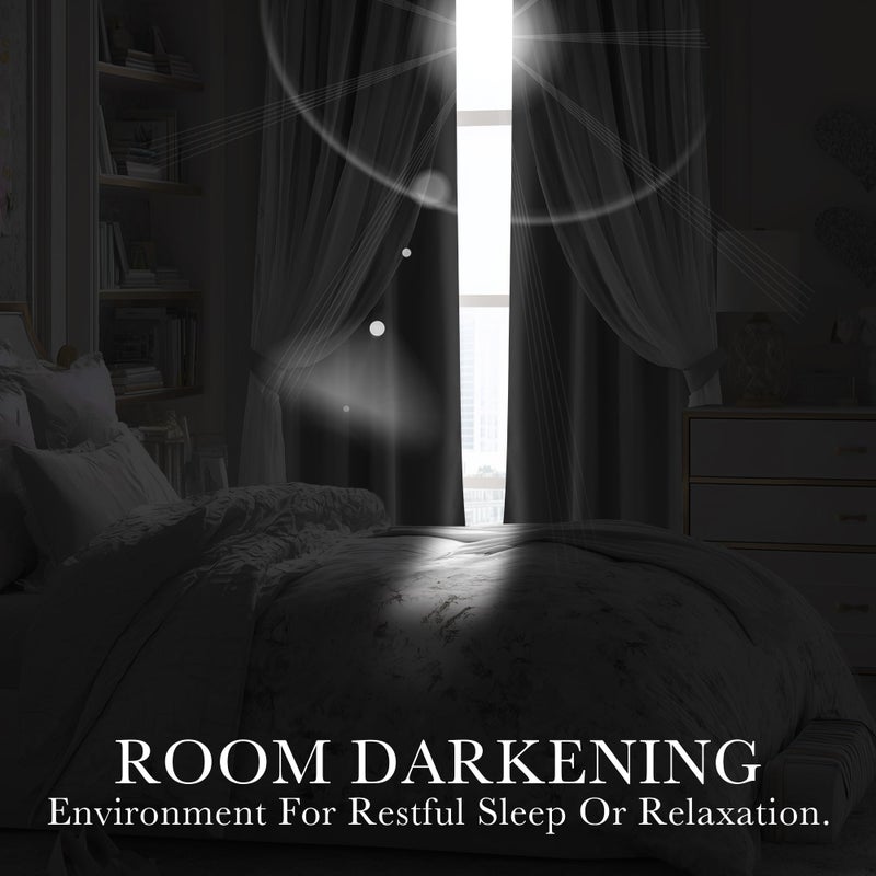PONY DANCE White Bedroom Curtains - Window Curtains & Drapes Sheer Layered Room Darkening with Tie-Backs, 52 x 63 inches, Greyish White, 2 Pieces - Image 5