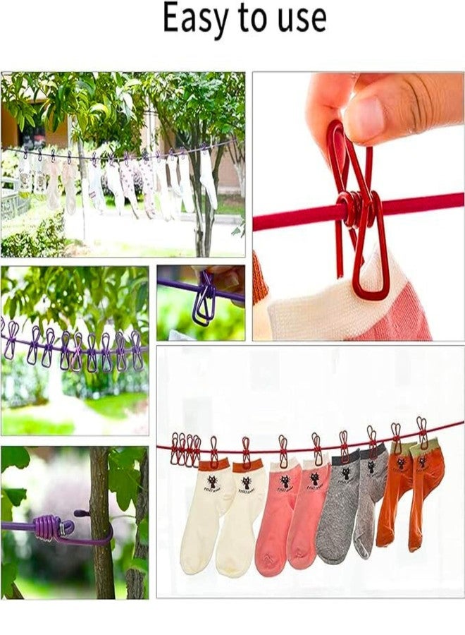 Kostech Cloth Drying Rope with Hooks Elastic Cloth Hanging Rope for Cloth Drying with 12 Clips Cloth Rope for Drying Clothes for Travel Home Outdoor (Pink) - Image 4