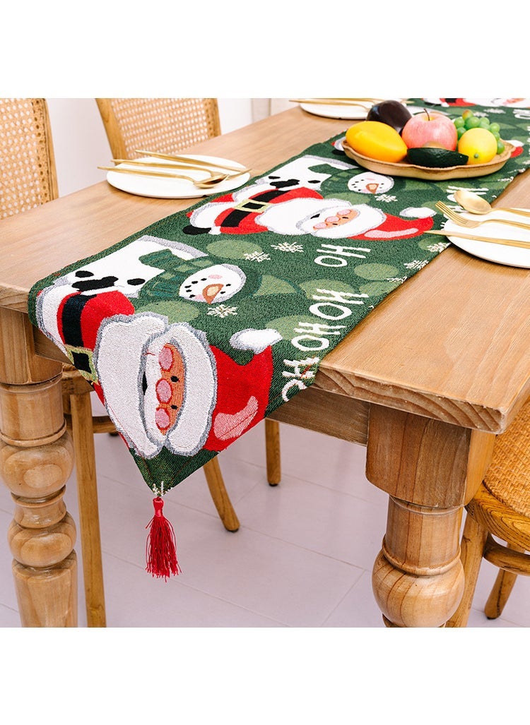 Arabest Christmas decorations table runner creative Christmas tablecloth long coffee table table decoration home holiday dress tassel D style for the elderly 