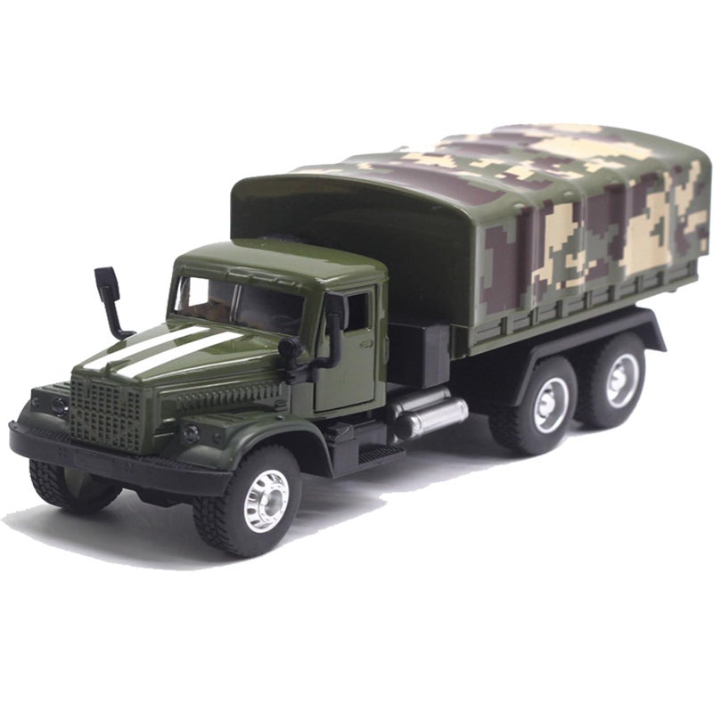 OTONOPI Military Truck Armored Vehicle Die Cast Metal Alloy Pull Back Toy Car Army Transport Model for Kids with Lights and Sounds - Image 3