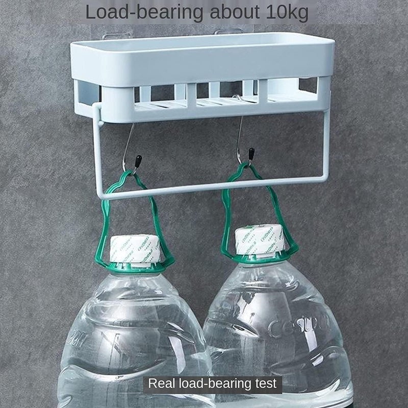 TEKCOOL رف حمام معلق 4 طبقات، بلاستيك مقاوم للصدأ، 4 حوامل للحمام + 2 شماعة مناشف، موفر للمساحة، سهل التركيب، تصريف سريع - Image 4