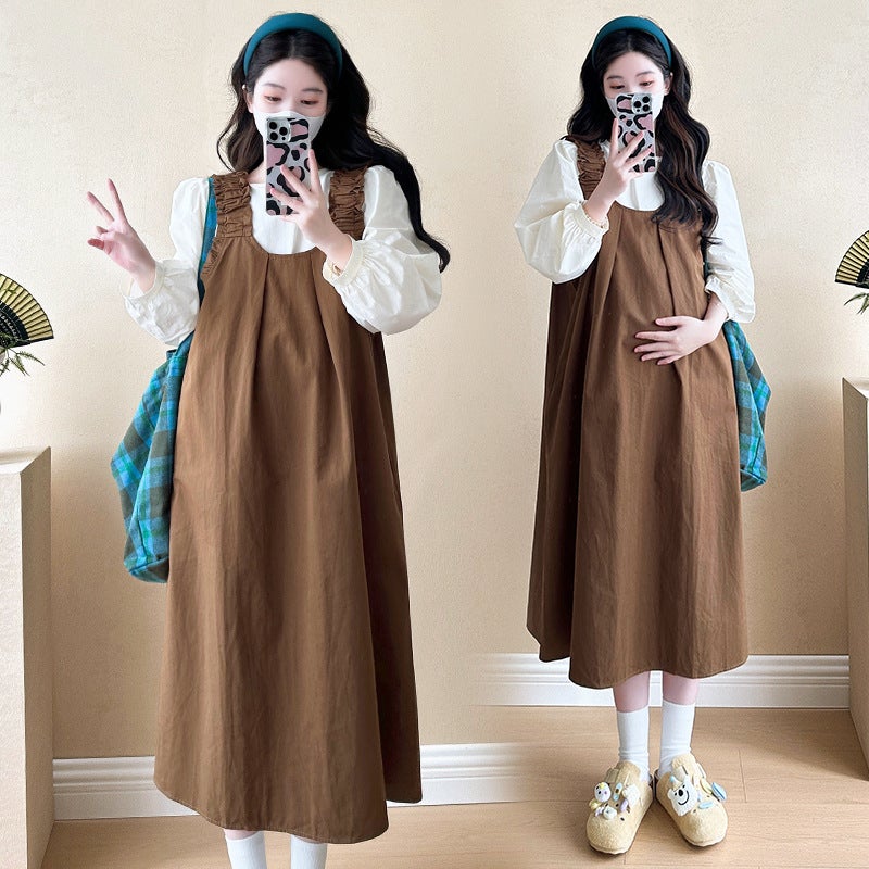 2024 Autumn Maternity Shirt and Skirt Set black suit - Image 2