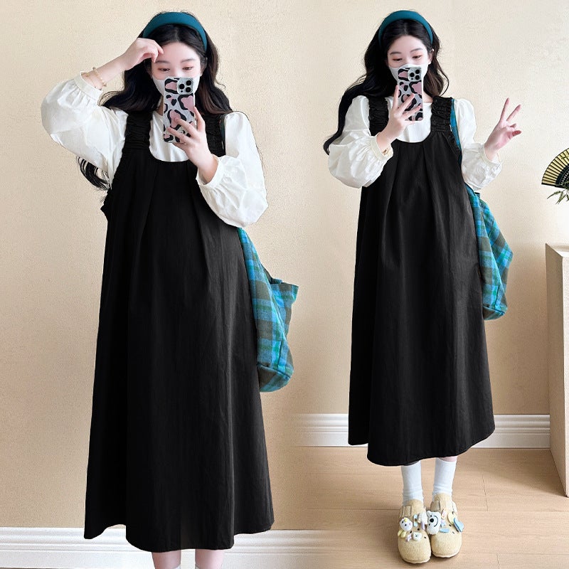 2024 Autumn Maternity Shirt and Skirt Set black suit - Image 1