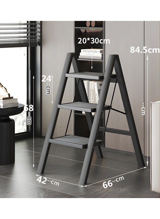 صحراء الواحة سلم بسيط قابل للطي للتسلق في الأماكن المغلقة سلم صغير بإطار من الزهور الطازجة 4 طوابق (أسود) - Image 3